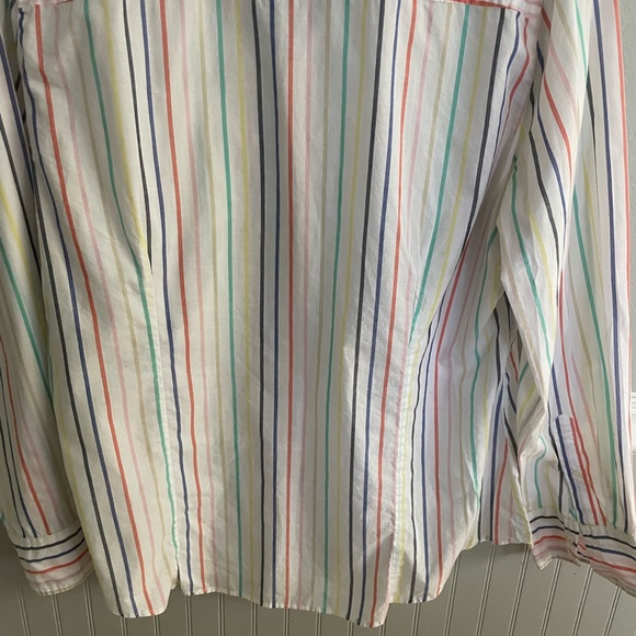 J.Crew Factory Women's Long Sleeve Oversized Rainbow Stripe Button Down Top - Picture 10 of 11